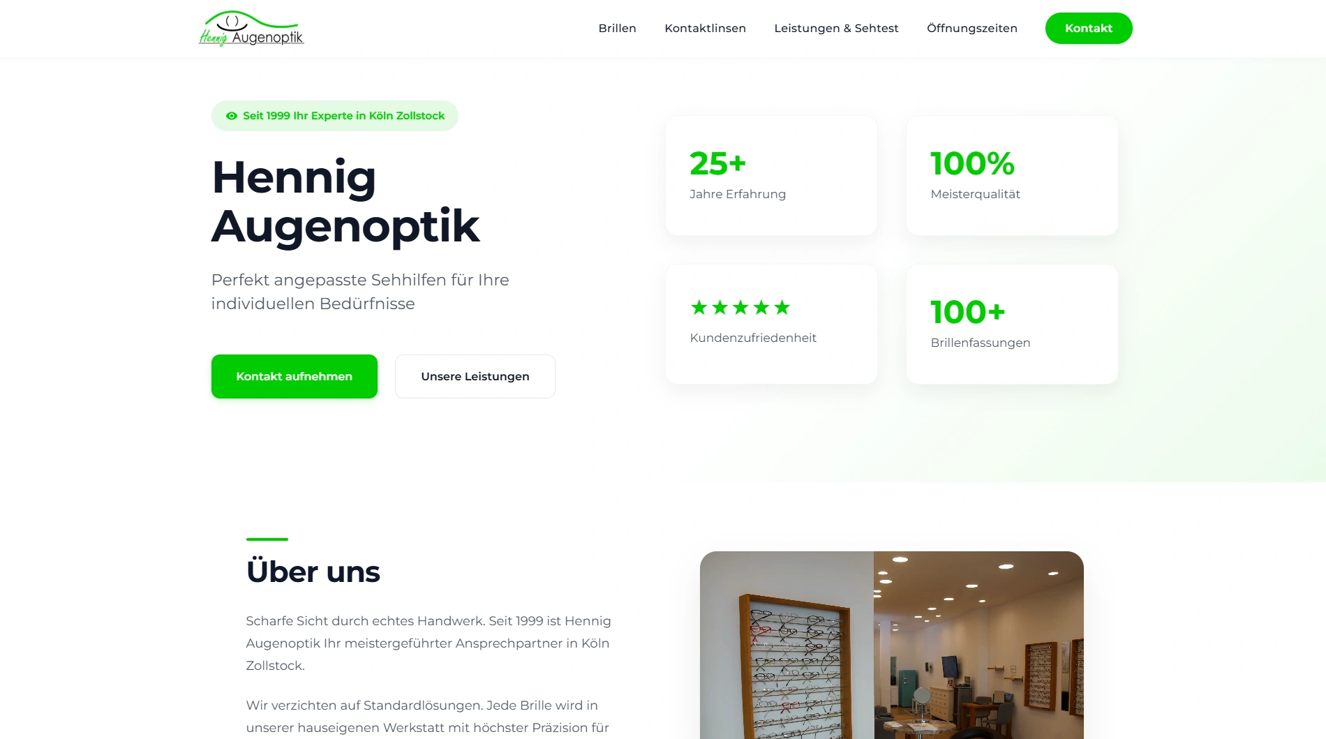 Modernes und SEO optimiertes Webdesign für Hennig Augenoptik
